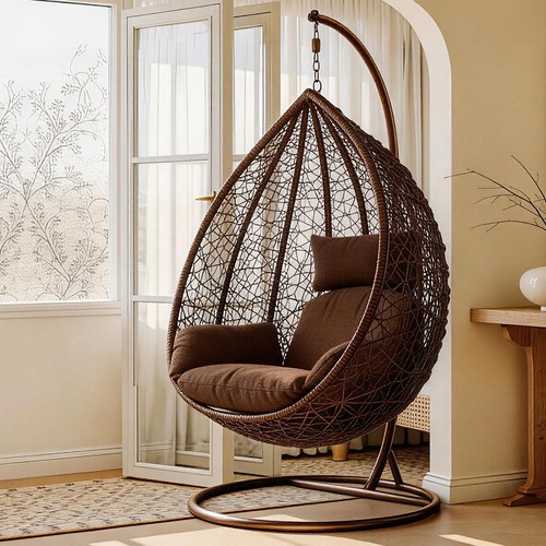Rattan swing egg chair - rattan, garden